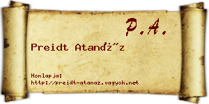 Preidt Atanáz névjegykártya